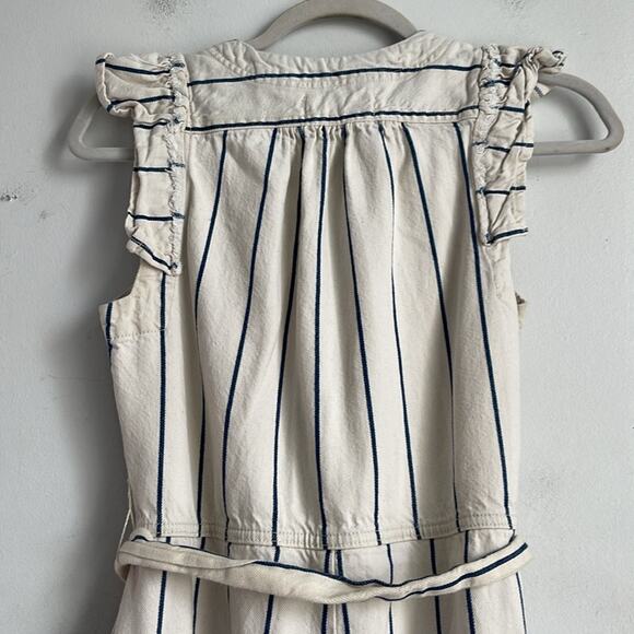 Anthropologie Hedda railroad striped ruffle zip up cropped jumpsuit sz 4 - Picture 8 of 9